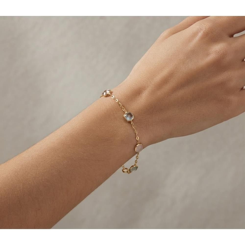 Bracciale con Pietre Idrotermali Multicolor in Oro Giallo 18 Kt