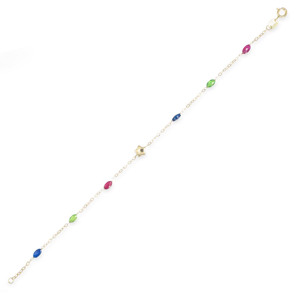 Bracciale con Stella e Pietre Preziose in Oro Giallo 18 Kt