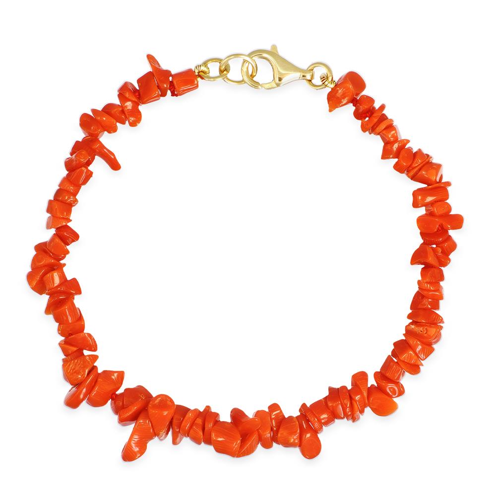 Bracciale Corallo Rosso in Oro Giallo 18 Kt