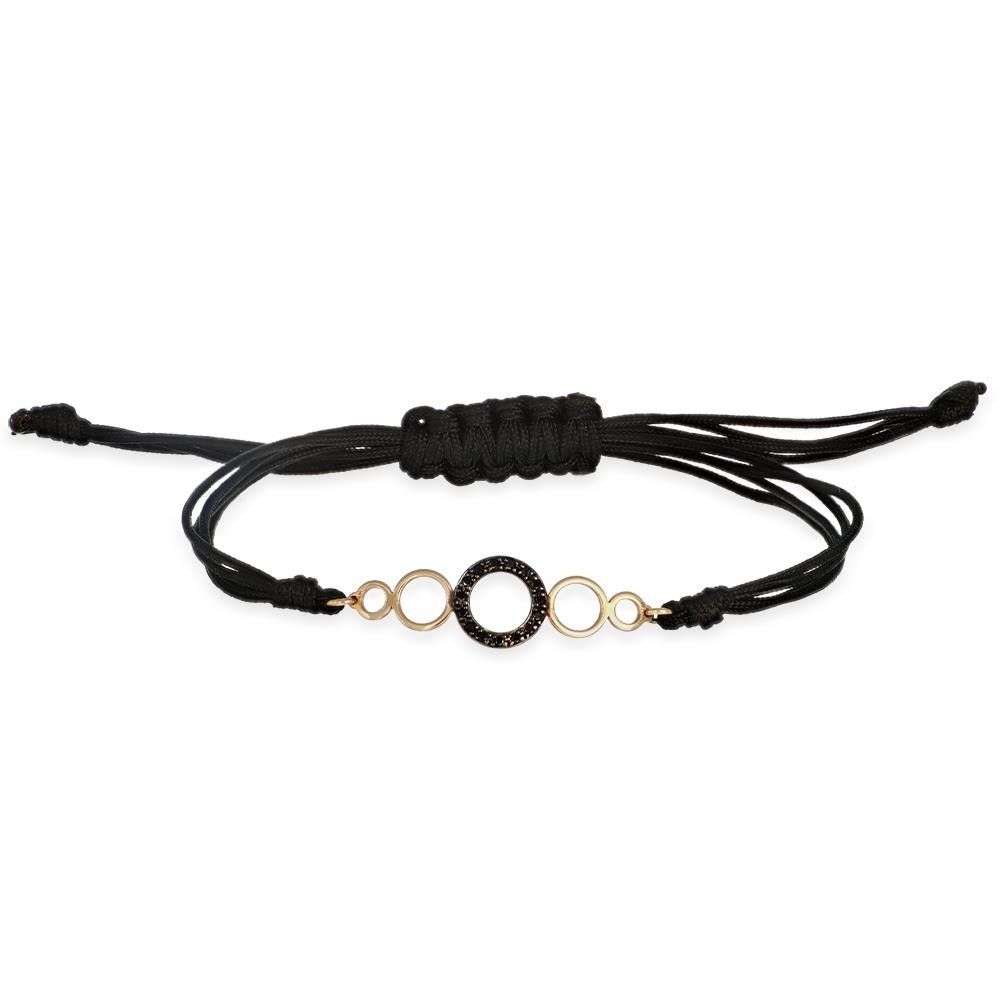 Bracciale Cordino in Oro Giallo 18 Kt e Diamanti