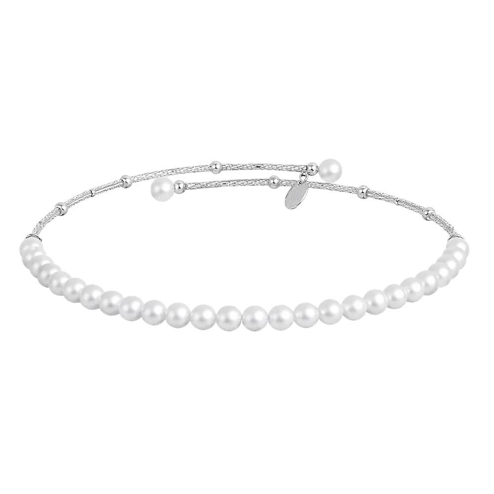 Bracciale Coscia in Oro Bianco 18 Kt e Perle 3/3,5 mm