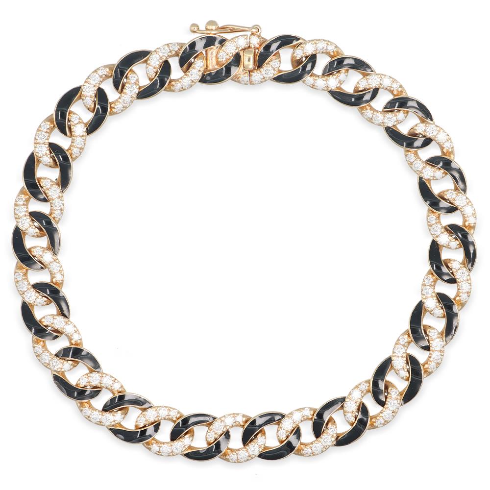 Bracciale Crivelli Groumette In Oro Giallo 18 kt Smalto e Diamanti