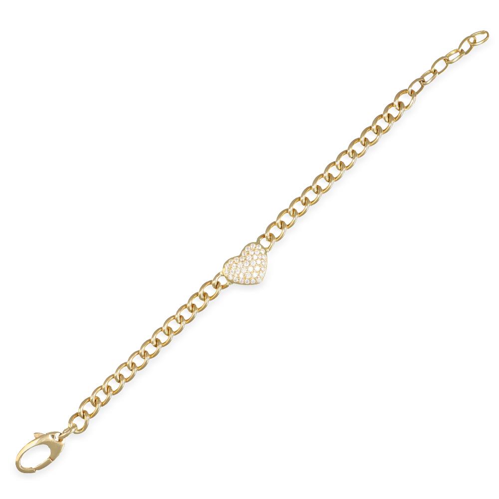 Bracciale Cuore in Oro Bianco 18 Kt e Diamanti