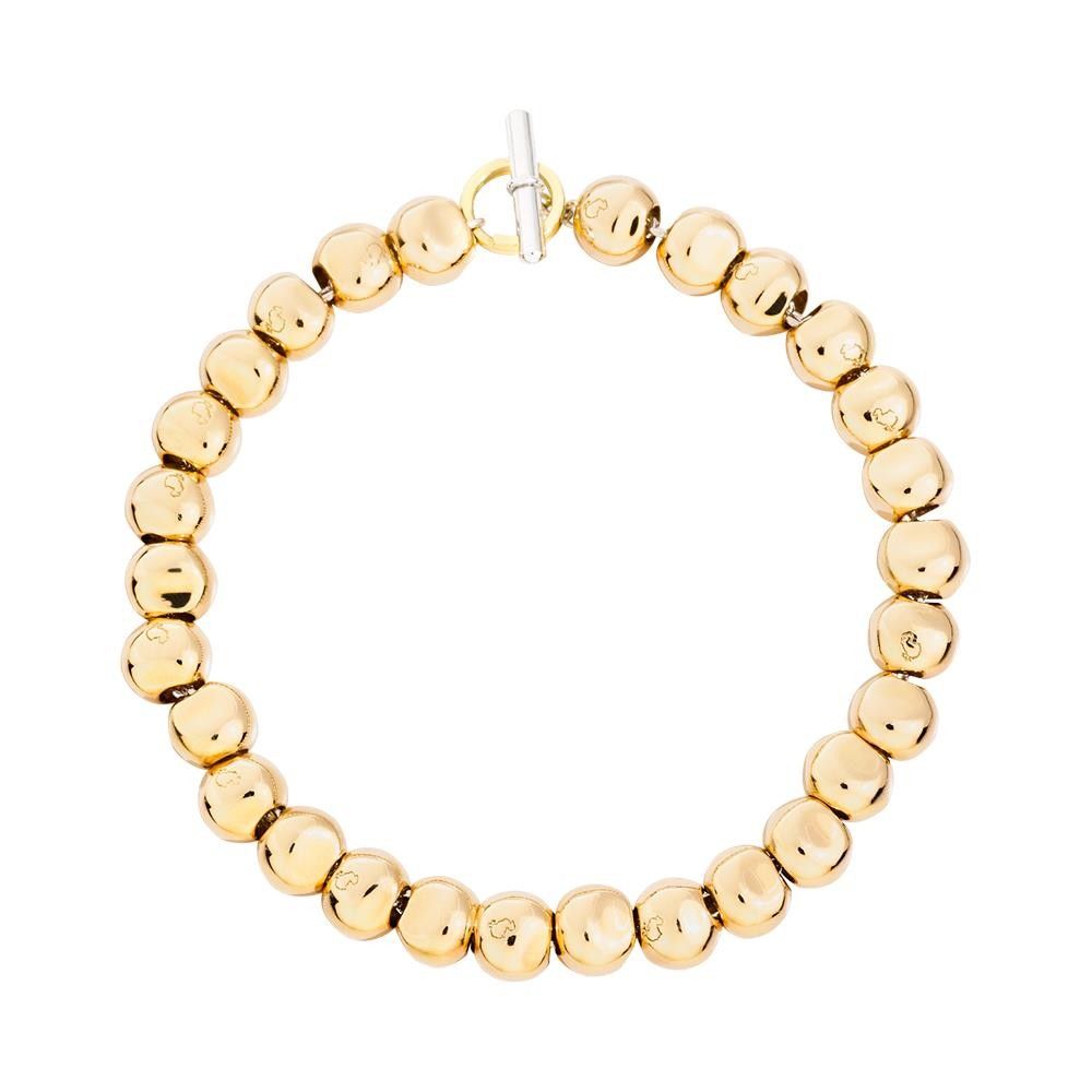 Bracciale Oro Giallo 18K Con 6 Pepite - Catena Forzata 19 Cm, Chiusura A Moschettone, Peso 2,95 G, Gioiello Certificato Con Astuccio