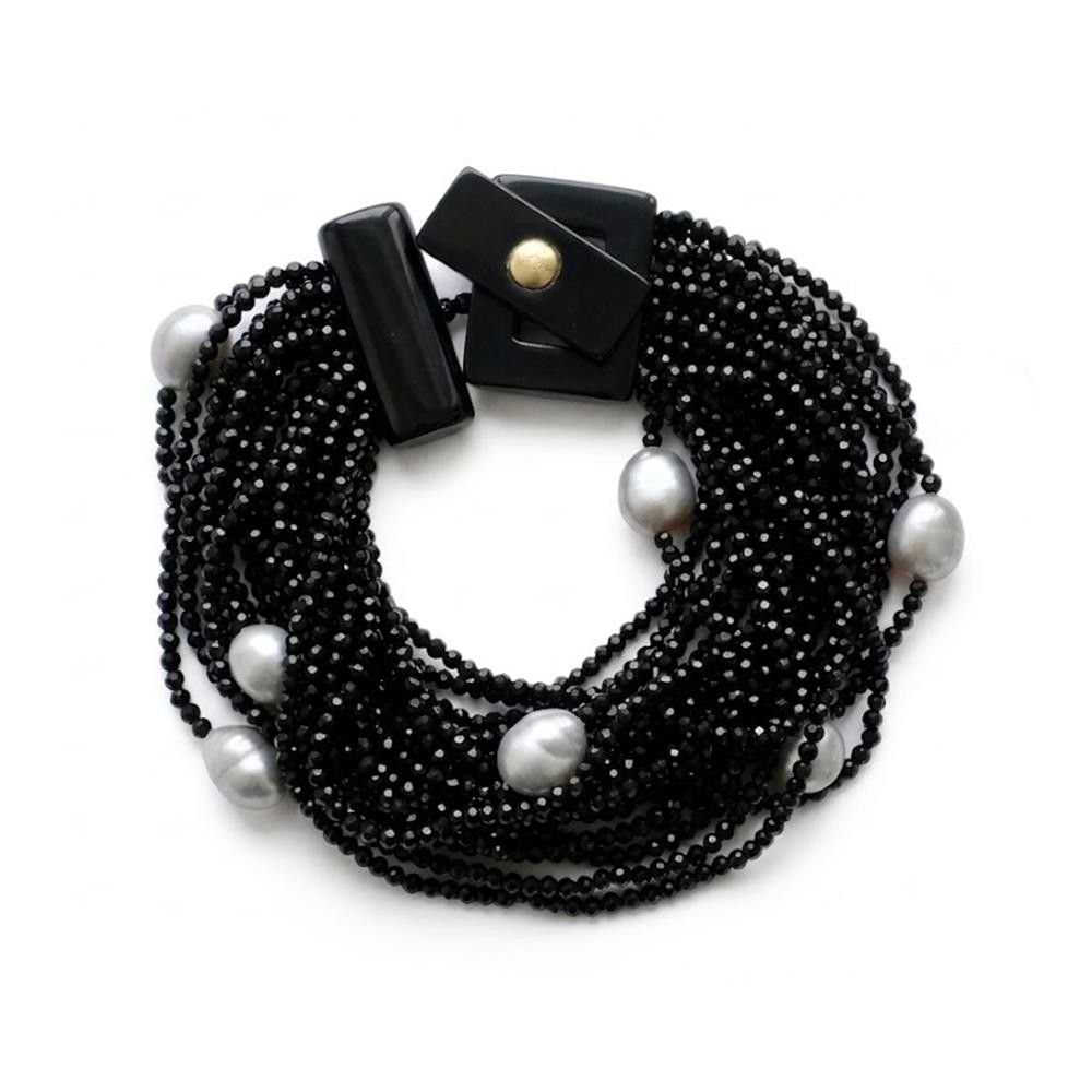Bracciale Evanueva Perle Naturali e Spinello Nero