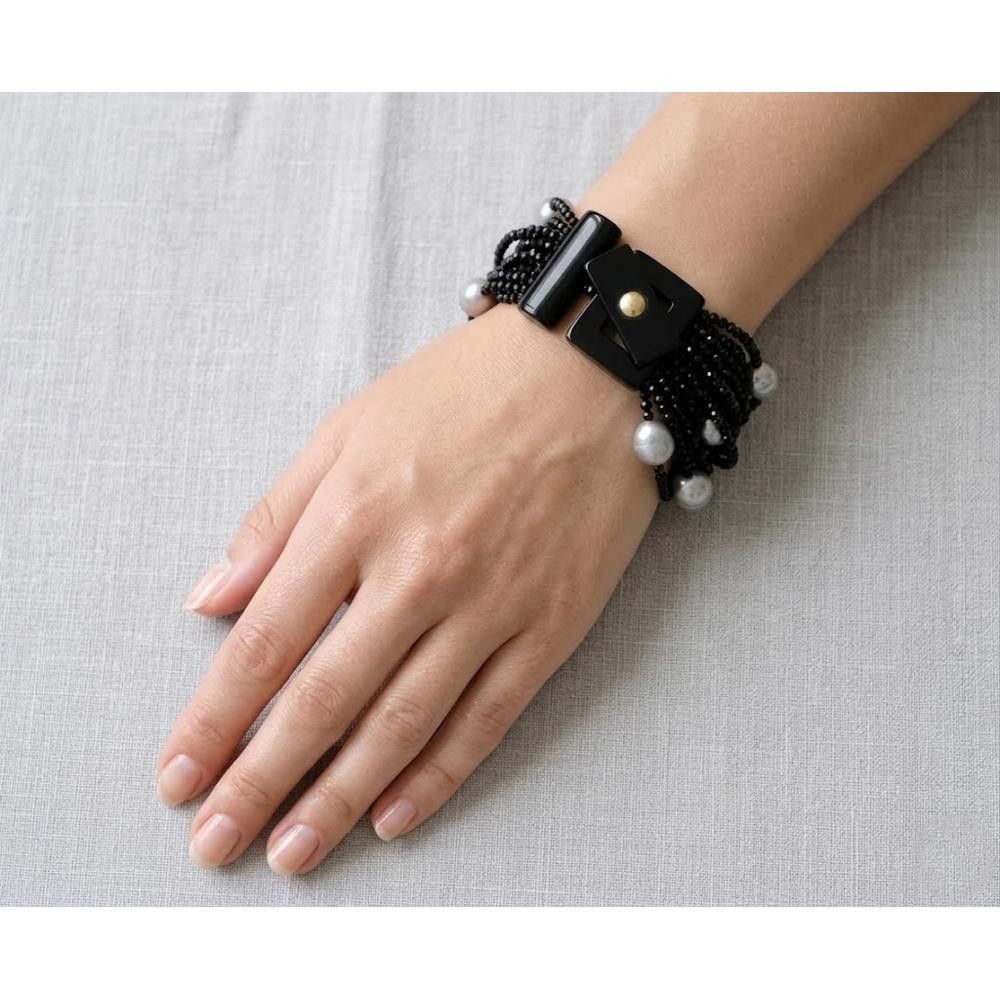 Bracciale Evanueva Perle Naturali e Spinello Nero