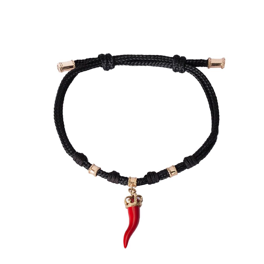 Bracciale Good Luck tessuto con pendente in oro giallo 18 carati