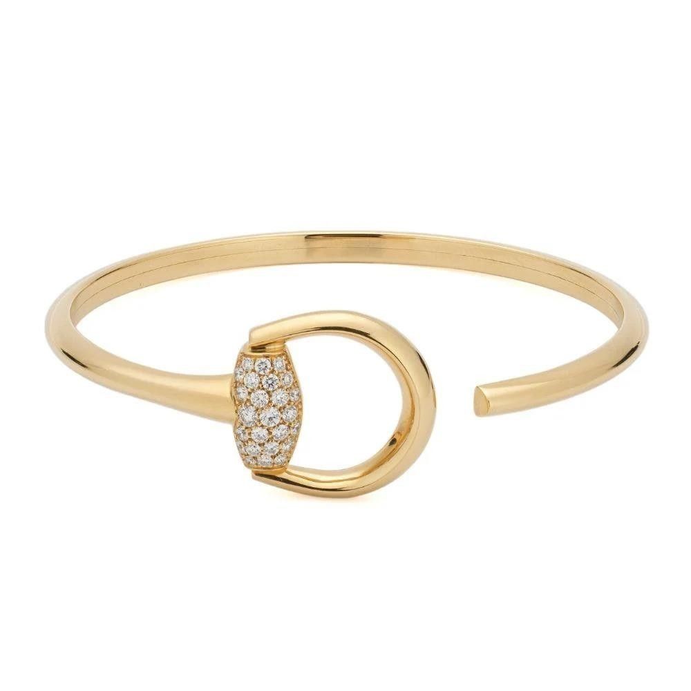 Bracciale Gucci Horsebit rigido con diamanti in oro 18 carati