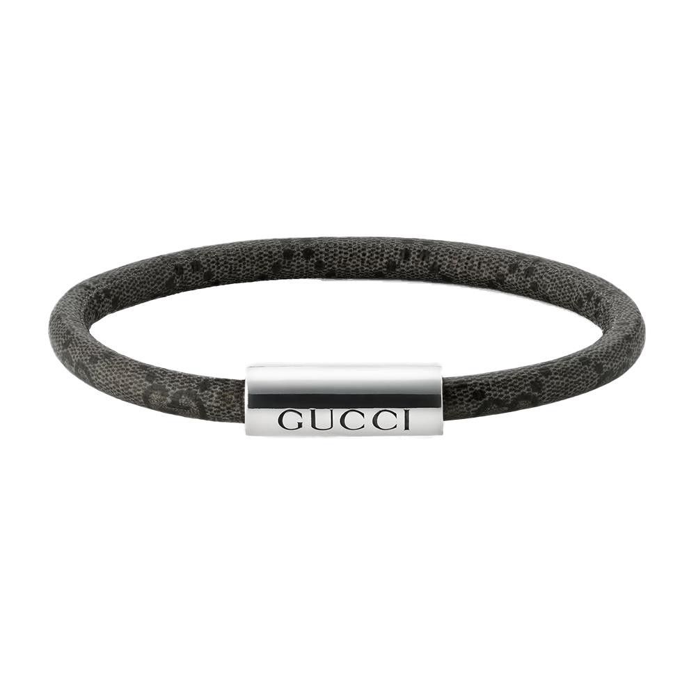 Bracciale Gucci Trademark GG Supreme grigio scuro e nero