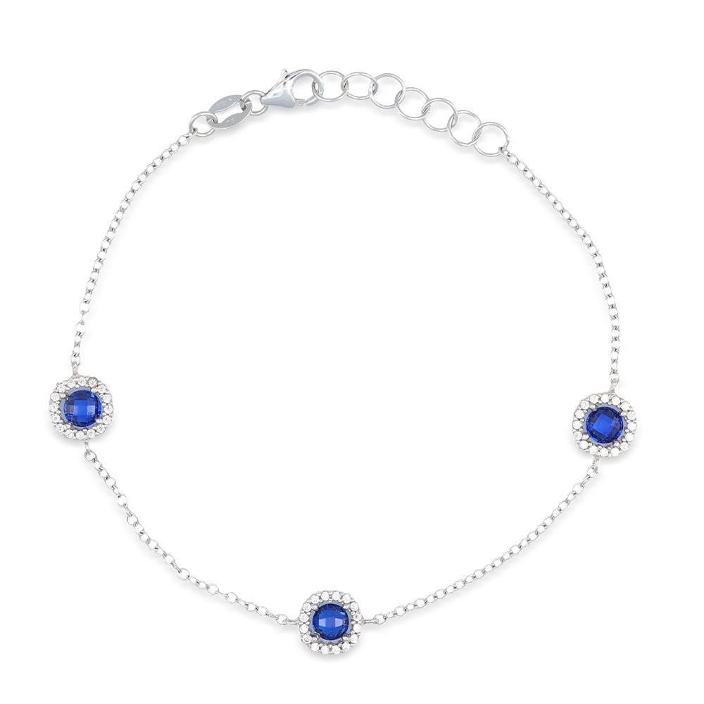 Bracciale in Oro Bianco 18 Kt e Cubic Blu Zaffiro