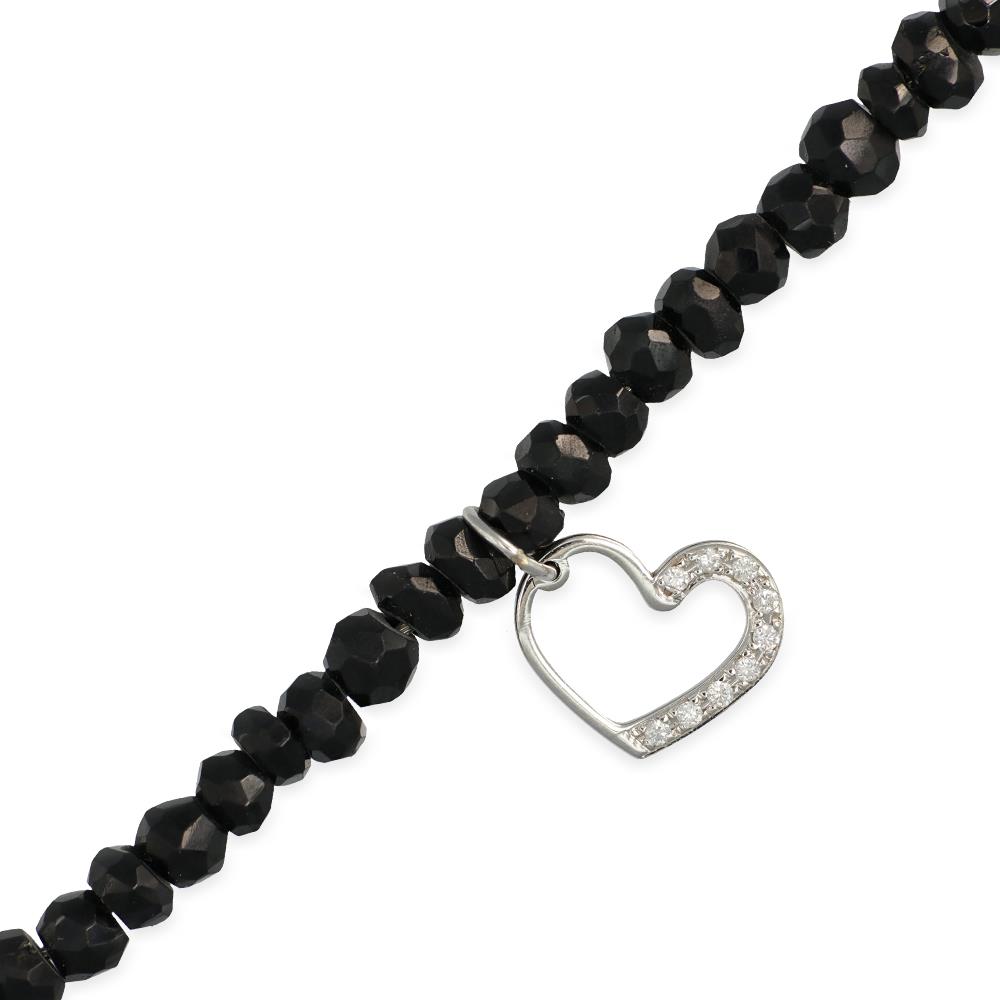 Bracciale in Oro Bianco 18 Kt Spinello Nero e Diamanti