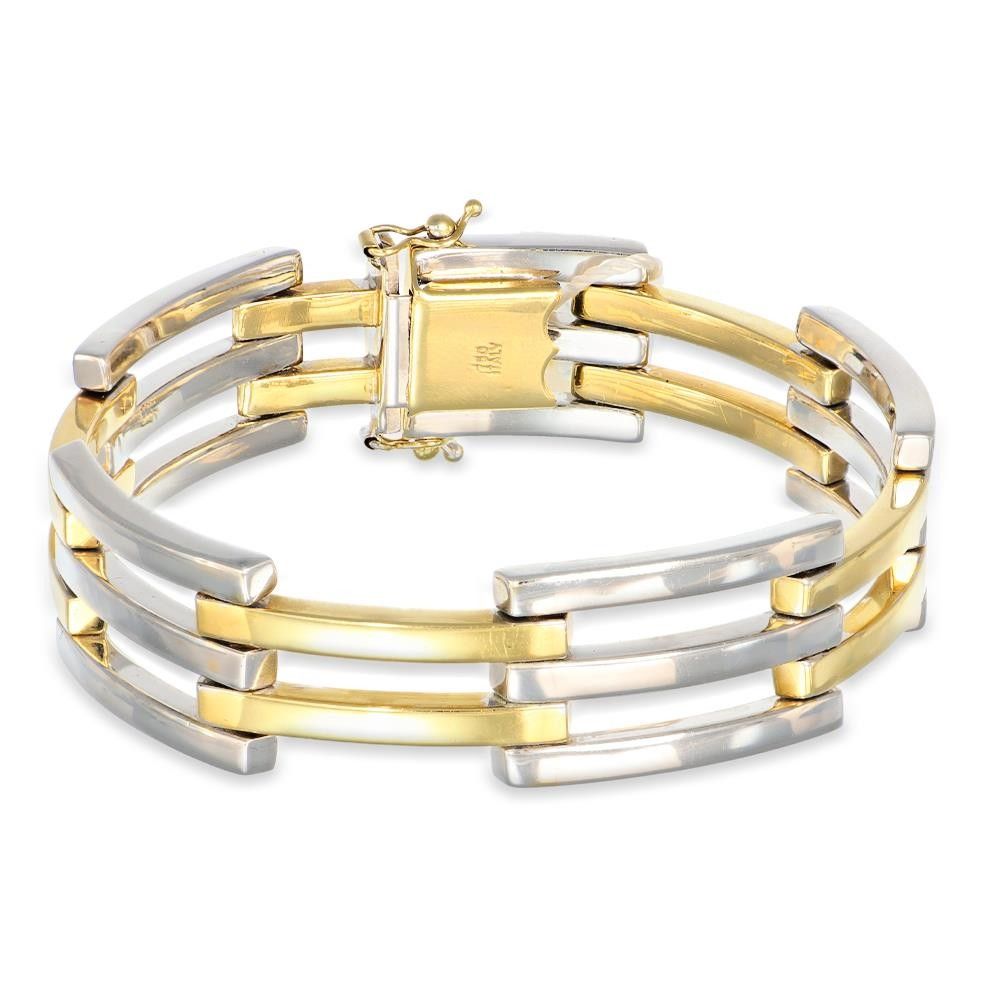 Bracciale in Oro Bianco e Giallo 18 Kt