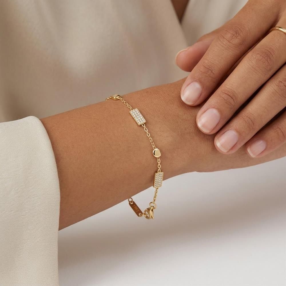 Bracciale in Oro Giallo 18 Kt e Cubic Bianca