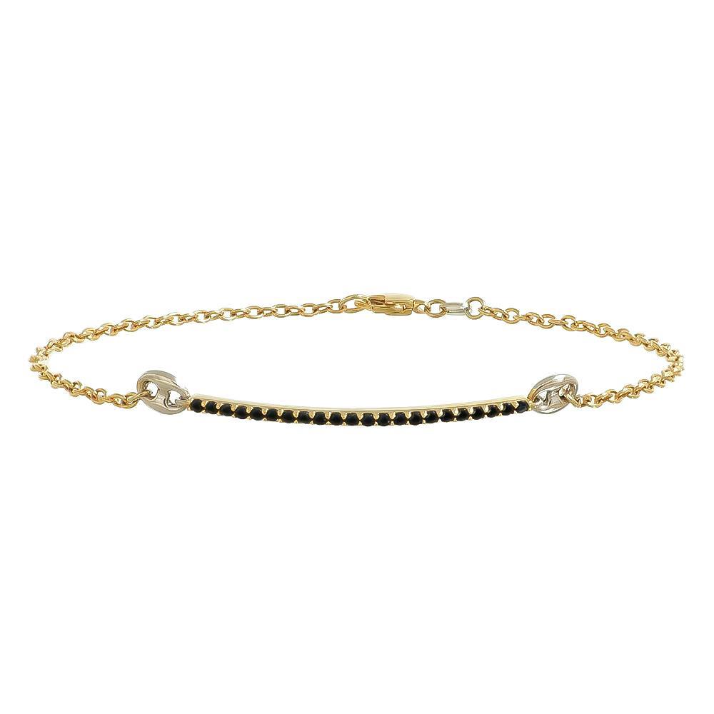 Bracciale in Oro Giallo 18 Kt e Cubic Nera