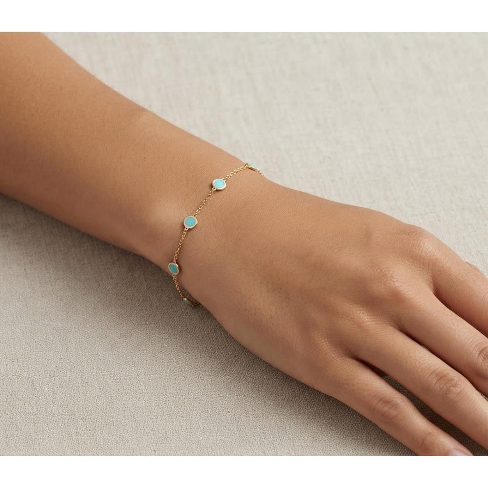 Bracciale in Oro Giallo 18 Kt e Smalto Turchese