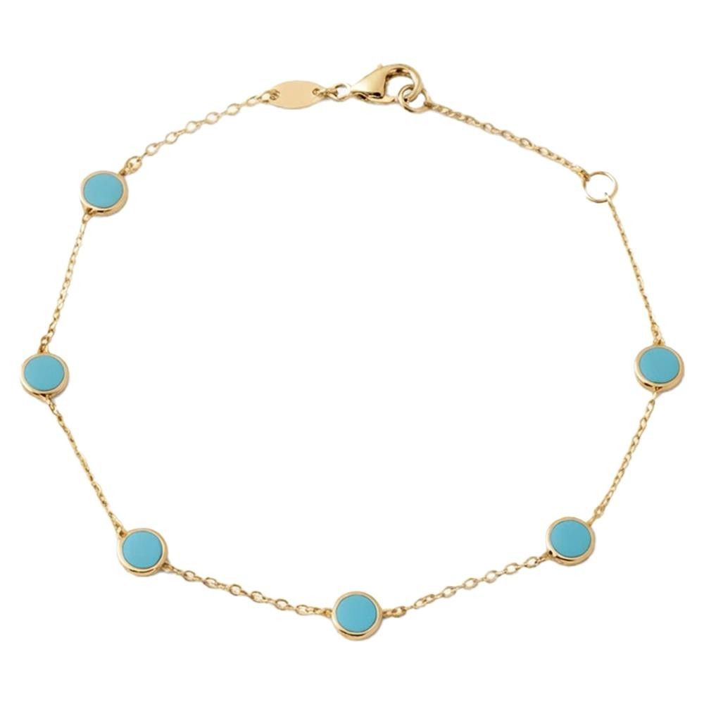 Bracciale in Oro Giallo 18 Kt e Smalto Turchese