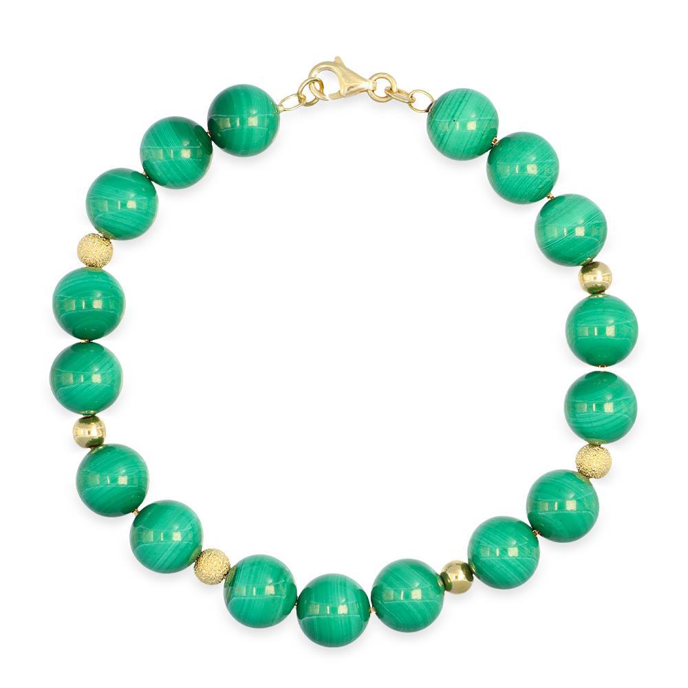 Bracciale Malachite Verde in Oro Giallo 18 Kt