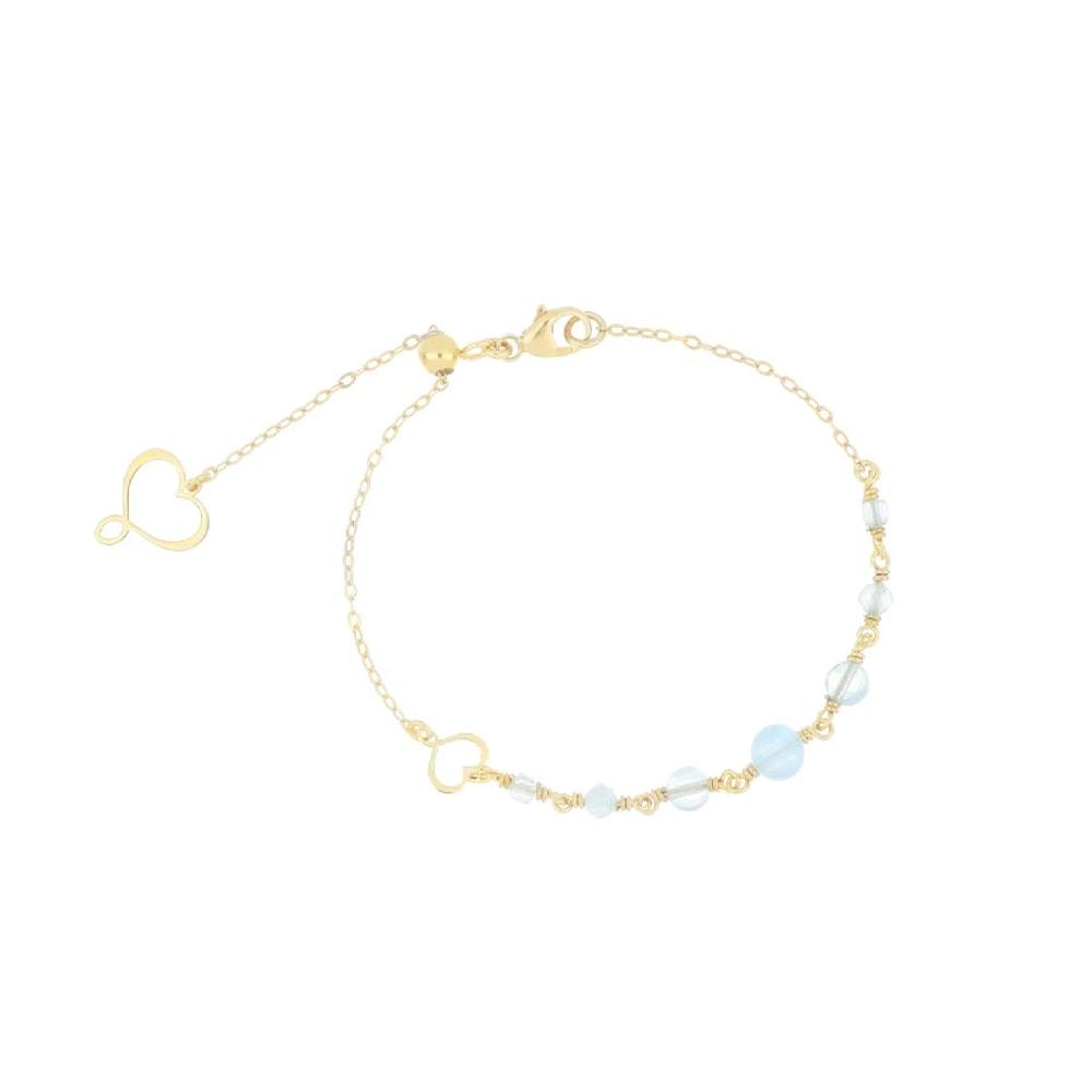 Bracciale Maman et Sophie argento con sfere acquamarina