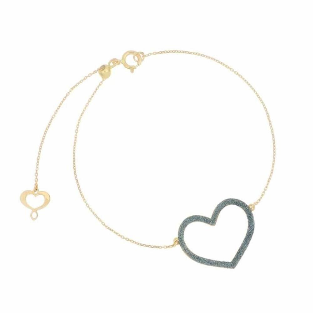 Bracciale Maman et Sophie in Oro 18kt Cuore Grande Polvere Celeste