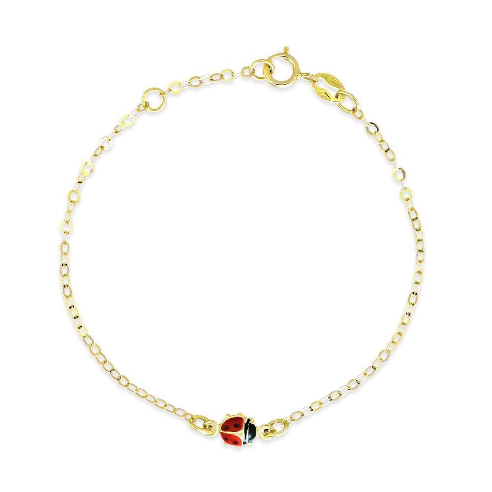 Bracciale Neonato Coccinella In Oro Giallo 18 Kt Smaltata