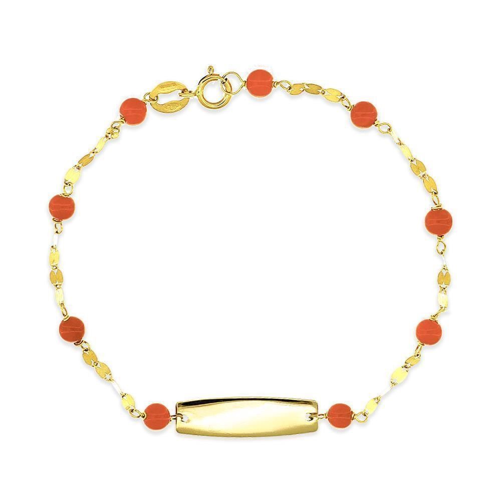 Bracciale Neonato in Oro Giallo 18 Kt con Targhetta Personalizzabile