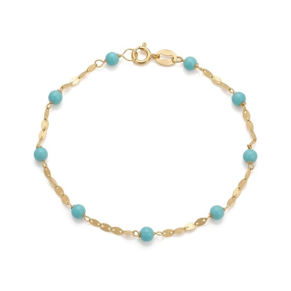 Bracciale Neonato in Oro Giallo 18 Kt e Pasta di Turchese