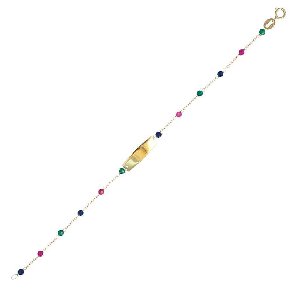 Bracciale Neonato in Oro Giallo 18 Kt e Pietre Idrotermali