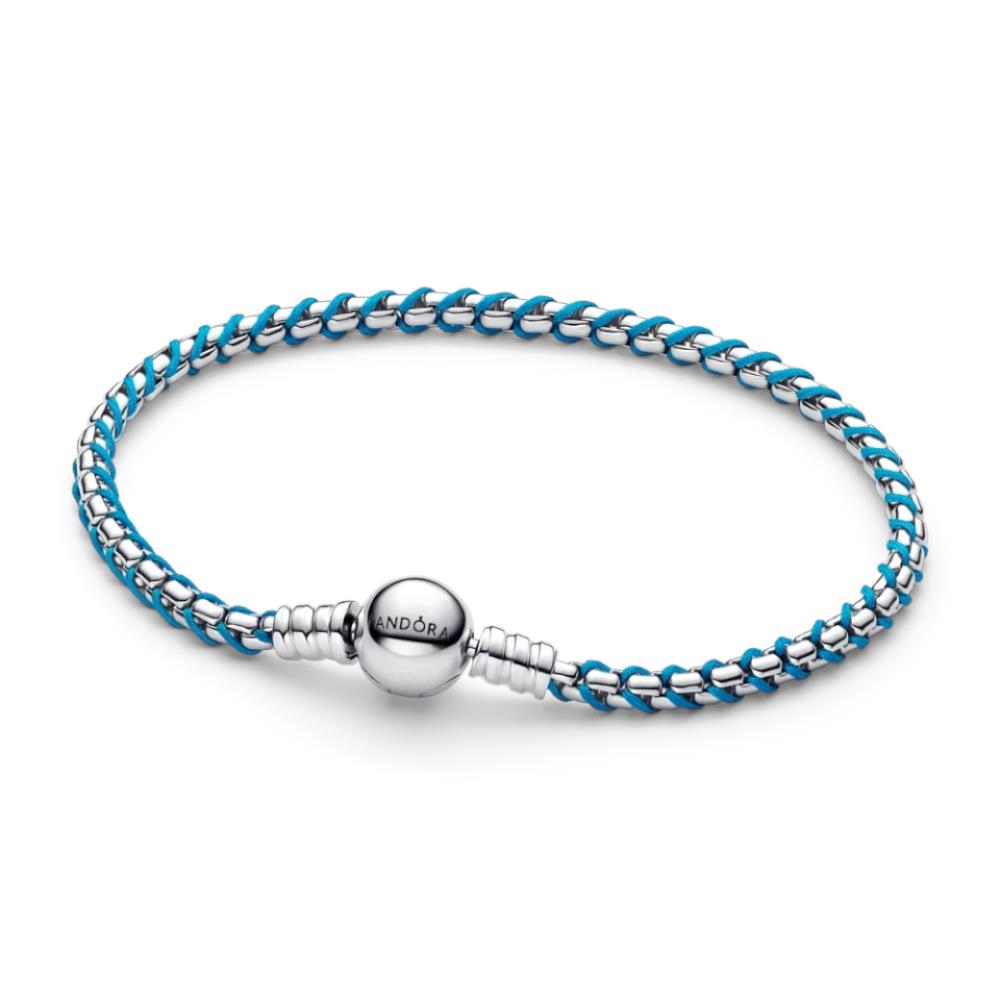 Bracciale Pandora Intreccio Tessuto Turchese Argento Sterling 925