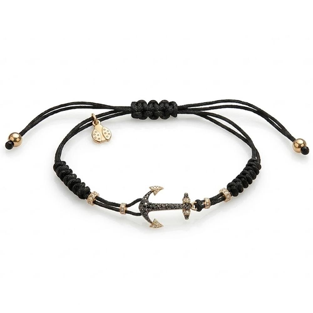 Bracciale Pippo Perez Ancora in Oro e Diamanti Neri