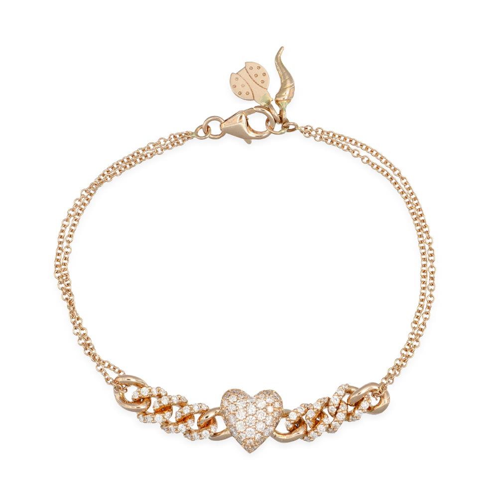 Bracciale Pippo Perez Cuore in Oro Giallo 18 Kt e Diamanti 