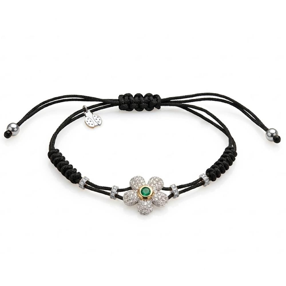 Bracciale Pippo Perez Fiore In Oro con Diamanti e Smeraldo