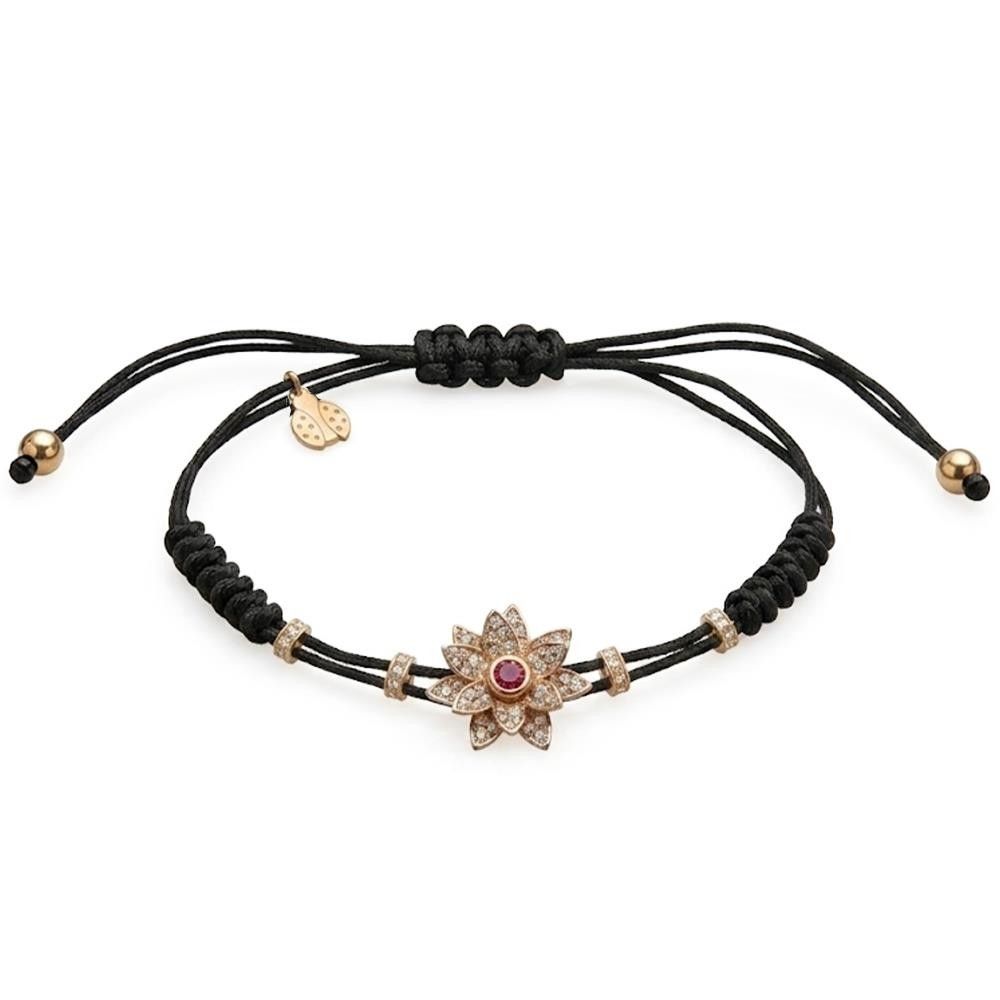 Bracciale Pippo Perez Fiore In Oro con Diamanti e Zaffiro Fucsia