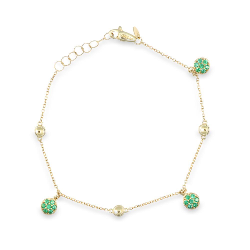 Bracciale Quadrifogli in Oro Giallo 18 Kt e Cubic Verde Smeraldo