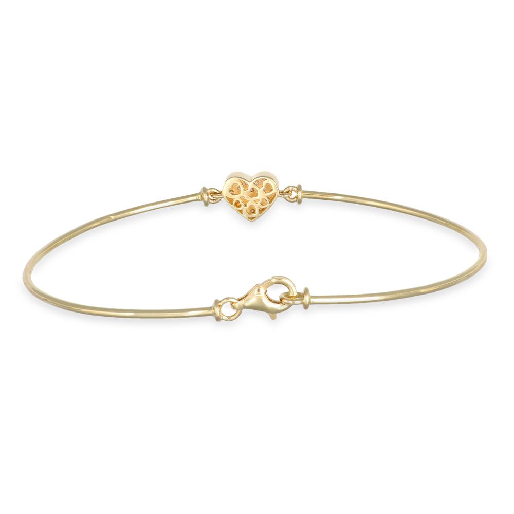 Bracciale Rigido con Cuore Pavè in Oro Giallo 18 Kt