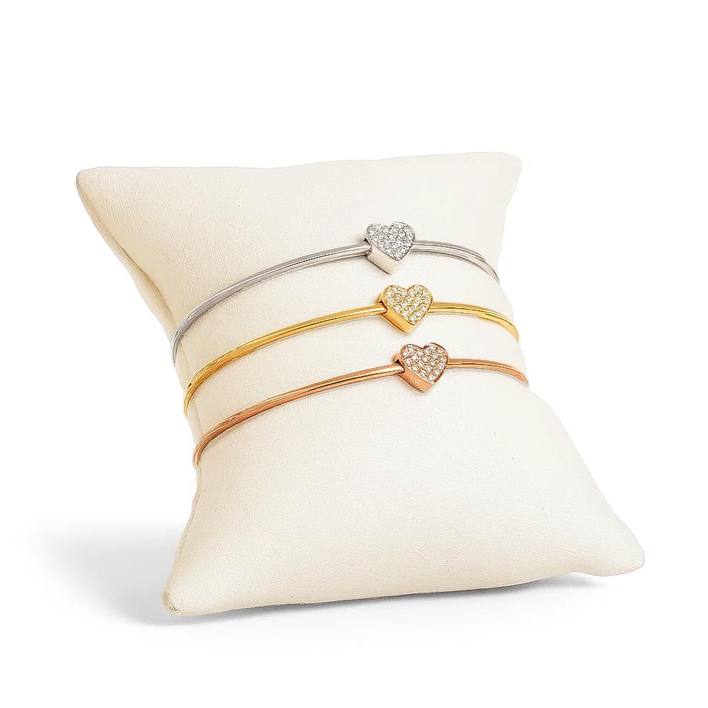 Bracciale Rigido Cuore in Oro Rosa 18 Kt e Diamanti
