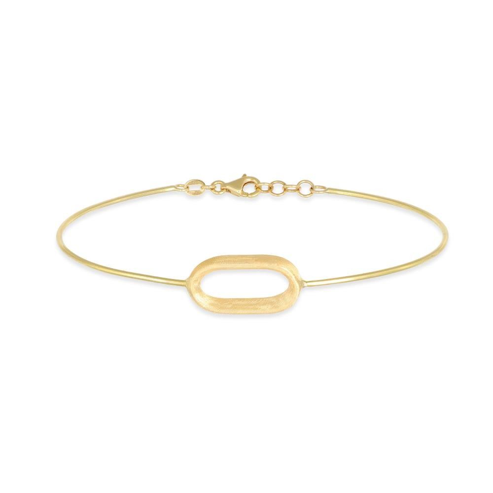 Bracciale Rigido in Oro Giallo 18 Kt con Dettaglio Ovale