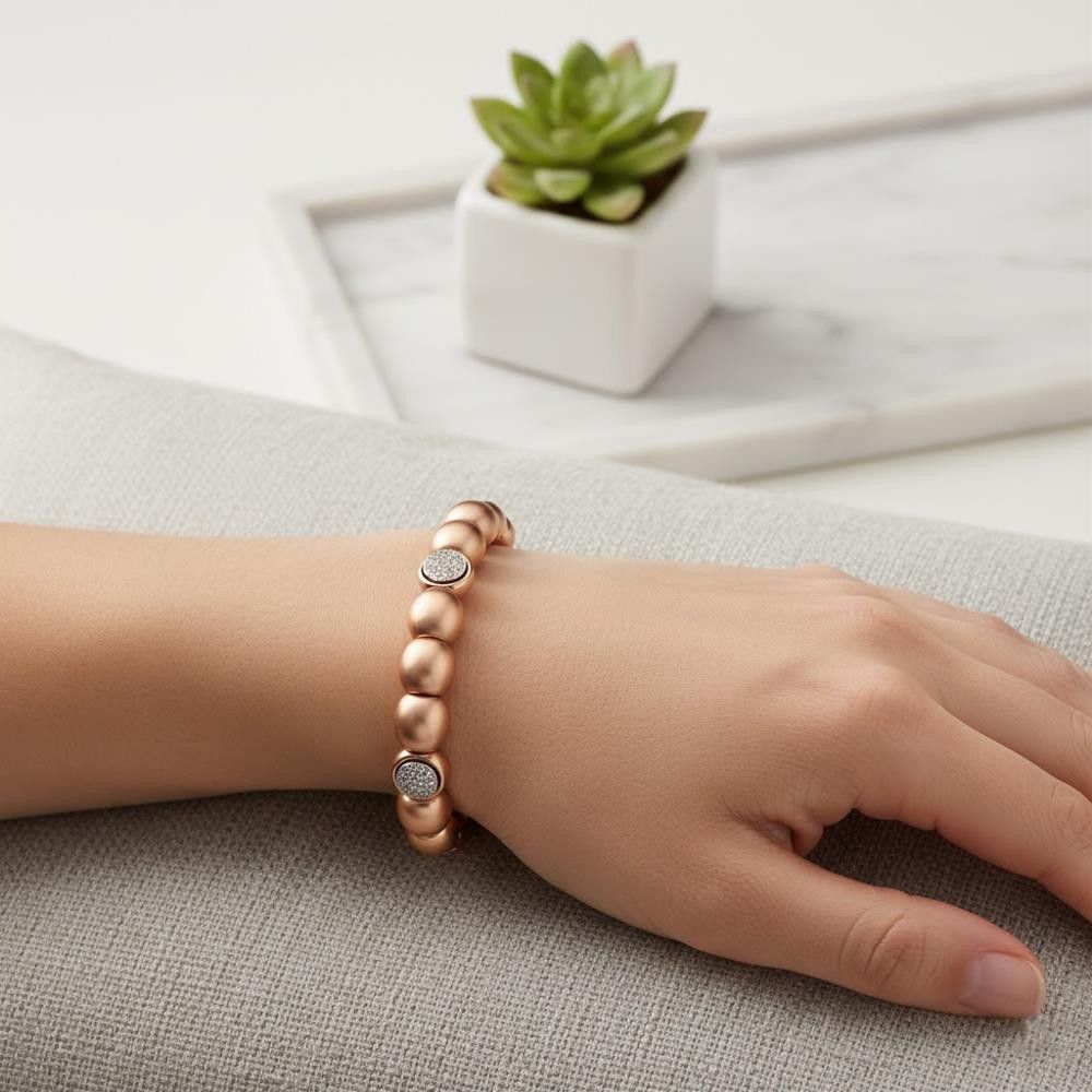 Bracciale rigido In Oro Rosa 18 Kt con Cubic Bianca