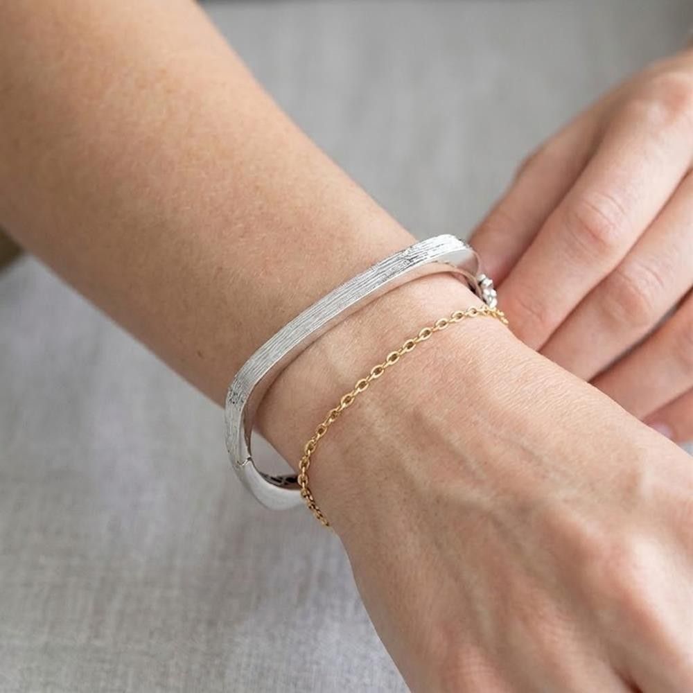 Bracciale Rigido Quadrato in Oro Bianco 18 Kt