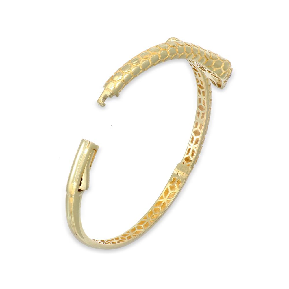 Bracciale Rigido Serpente in Oro Giallo 18 Kt e Rubino
