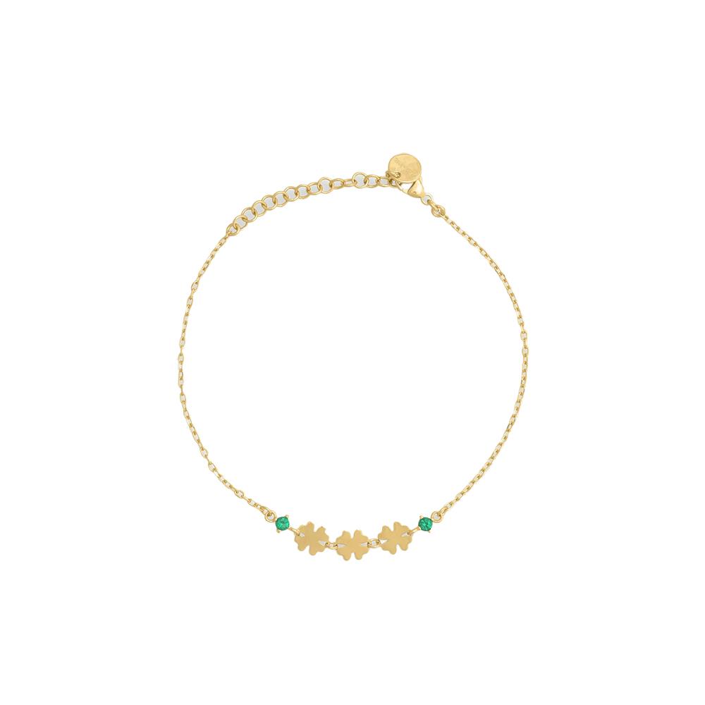 Bracciale Rue des mille Essence 3 quadrifoglio e punto luce verde