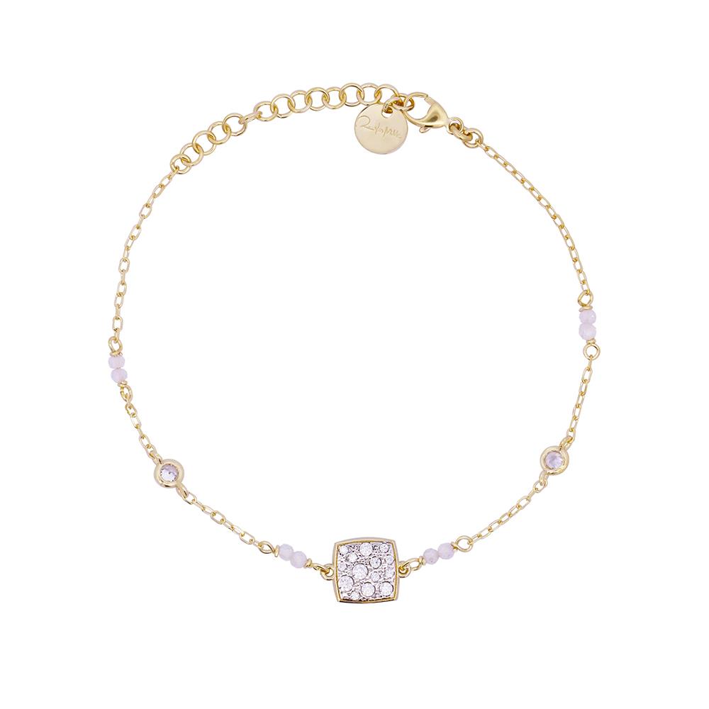 Bracciale Rue Des Mille Stardust Ten Quadrato Catena Castoni Rosa Pavè