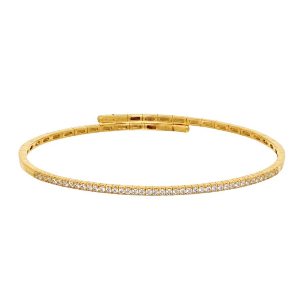 Bracciale Semi Rigido in Oro Giallo 18 Kt e Diamanti