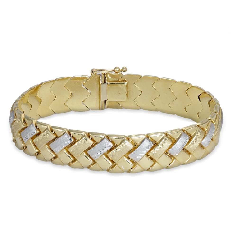 Bracciale Semi Rigido in Oro Giallo e Bianco 18 Kt