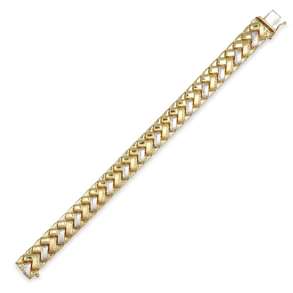 Bracciale Semi Rigido in Oro Giallo e Bianco 18 Kt