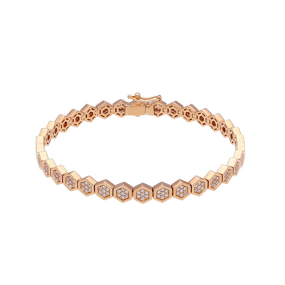 Bracciale Songa Maglia in Oro Rosa 18 Kt e Diamanti