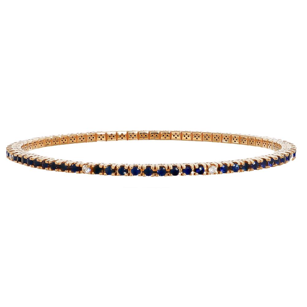Bracciale Tennis Crivelli in Oro 18 Kt Zaffiri Blu e Diamanti