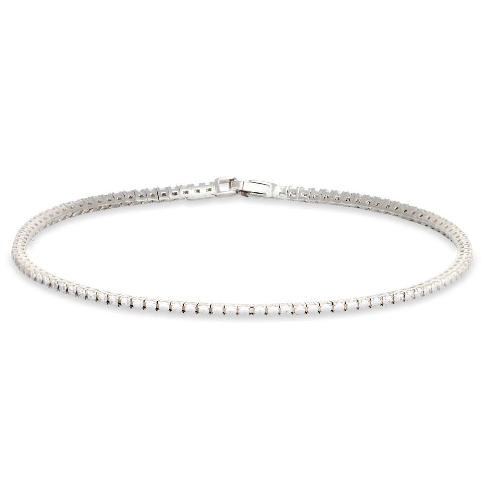 Bracciale Tennis in Oro Bianco 18 kt e Cubic Bianca