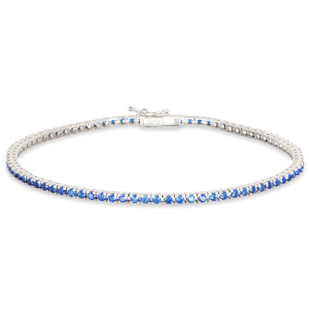 Bracciale Tennis in Oro Bianco 18 kt e Cubic Blu Zaffiro