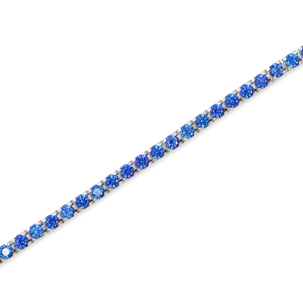 Bracciale Tennis in Oro Bianco 18 kt e Cubic Blu Zaffiro