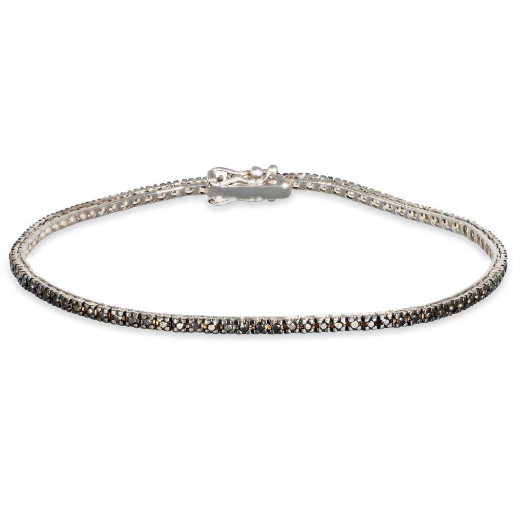 Bracciale Tennis in Oro Bianco 18 Kt e Diamanti Neri